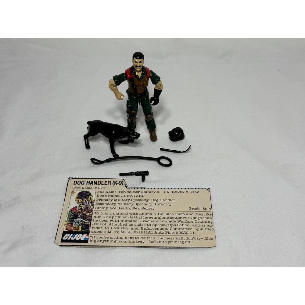 Vintage GI Joe Mutt & Junkyard Dog Handler 100% Complete Action Figure File Card